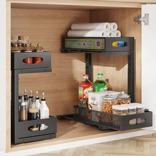 Under Sink Organizer Space Saving 2 Tier Pull Out for Pantry Cabinet Kitchen2pcs