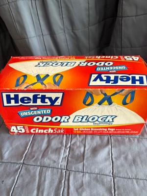 HEFTY UNSCENTED ODOR BLOCK GARBAGE BAGS 45 CT TALL KITCHEN BAGS 13 GALLON - NEW