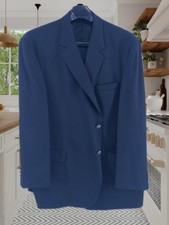 Stafford Executive Men's 52R Blazer Jacket 100 Pure New Wool Navy Blue 2-Button