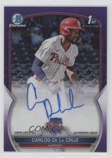 2023 Bowman Chrome Prospect Purple Refractor 238/250 Carlos De La Cruz Auto 05ns
