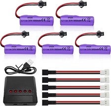 5PCS 3.7V 1000mAh SM-2P Plug Lipo Battery With 5-IN-1 Charger RC Toy Car Batter
