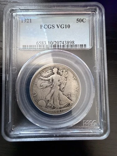 1921  WALKING LIBERTY HALF DOLLAR  VG10  KEY DATE  PCGS