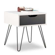 Mesita de noche blanca-gris cómoda de noche mesita de noche consola de noche MDF moderna