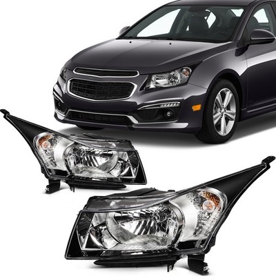 For 2011-2015 Chevrolet Cruze Chrome Halogen Headlights w/Bulb Pair Set