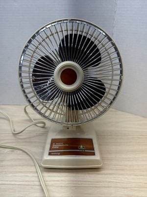 Vintage Galaxy 6  Personal Desk Fan Model 3146 2 Speed Almond Quiet Working