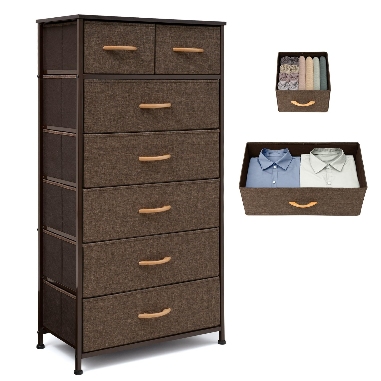 Tall Dressers for Bedroom, 7 Drawers Dresser Fabric Storage Closets Storage U...