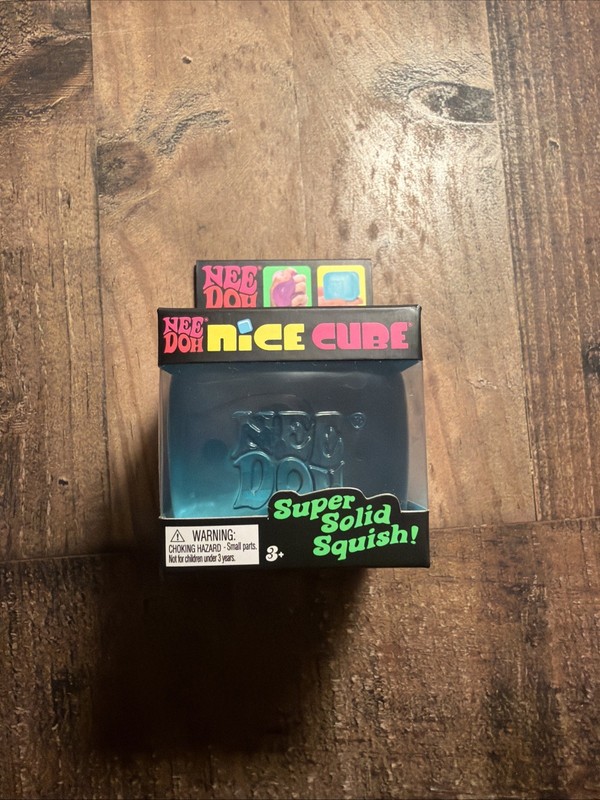 Nee Doh Nice Cube Super Solid Squish Blue Squeeze Toy 100% Authentic