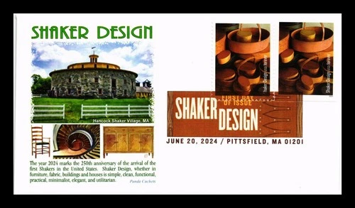 US COVER SHAKER DESIGN IMPERFORATE FIRST DAY ISSUE COMBO PANDA CACHET