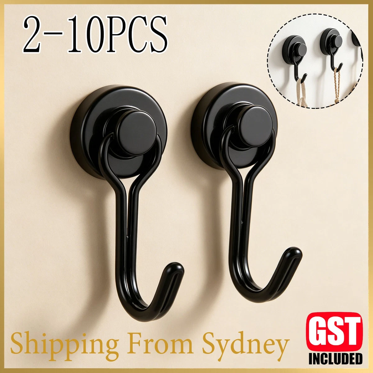 2-10pcs Magnetic Hooks 25kg Heavy Duty Magnet Hooks Magnetic Hangers Organizer