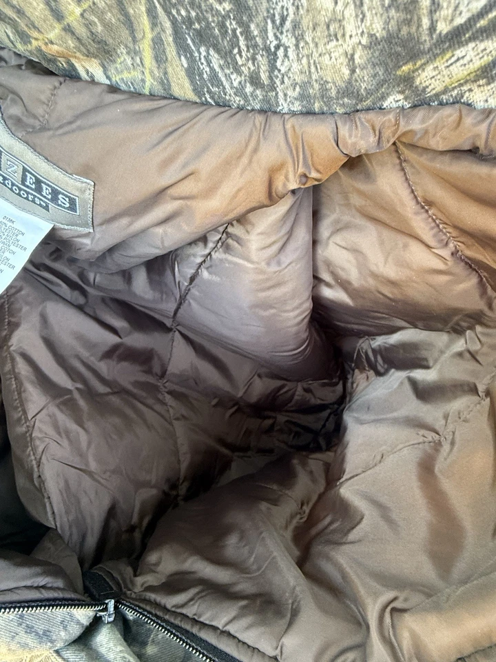 Винтажный Jerzees на открытом воздухе камуфляж Mossy дуб с подкладкой охоты полный комбинезон костюм размер 2XL - Изображение 3 из 4