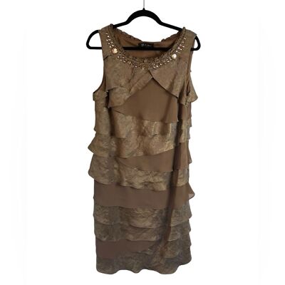 sl fashion dresses sleeveless SL Fashions Women's Embellished Chiffon Cocktail Dress with Capelet - Black
