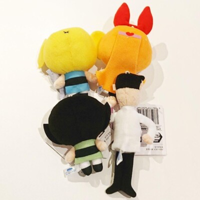 The Powerpuff Girls SET 4 Mascot Plush Doll Toy 11cm SEGA Japan