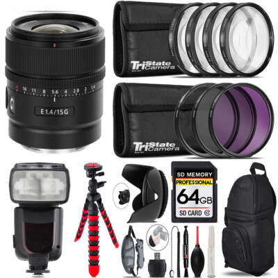 Sony E 15mm f/1.4 G Lens + 7 Piece Filter  & More - 64GB Kit