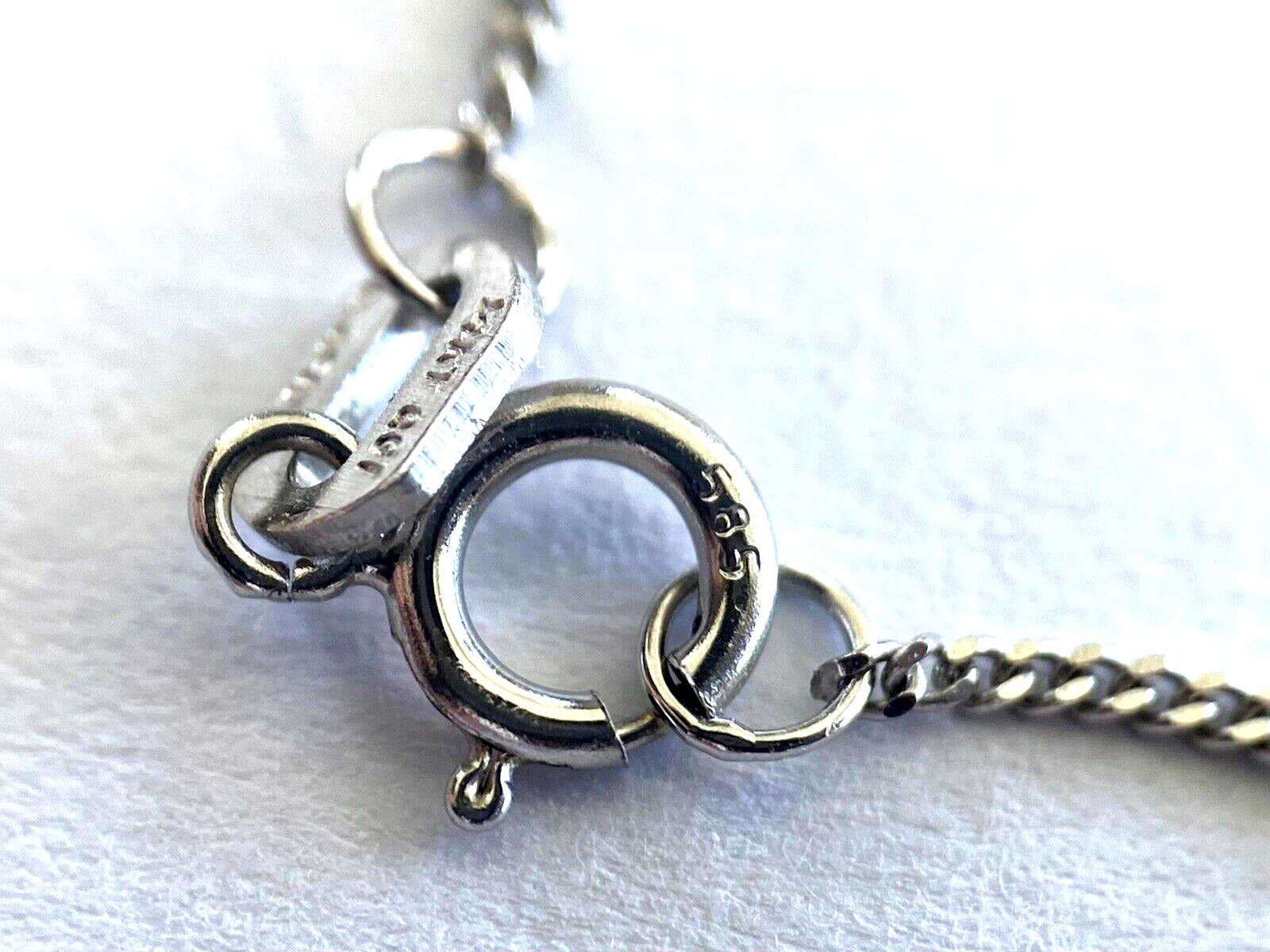 Classy 14K Solid White Gold Bar Shape Pendant Cha… - image 12