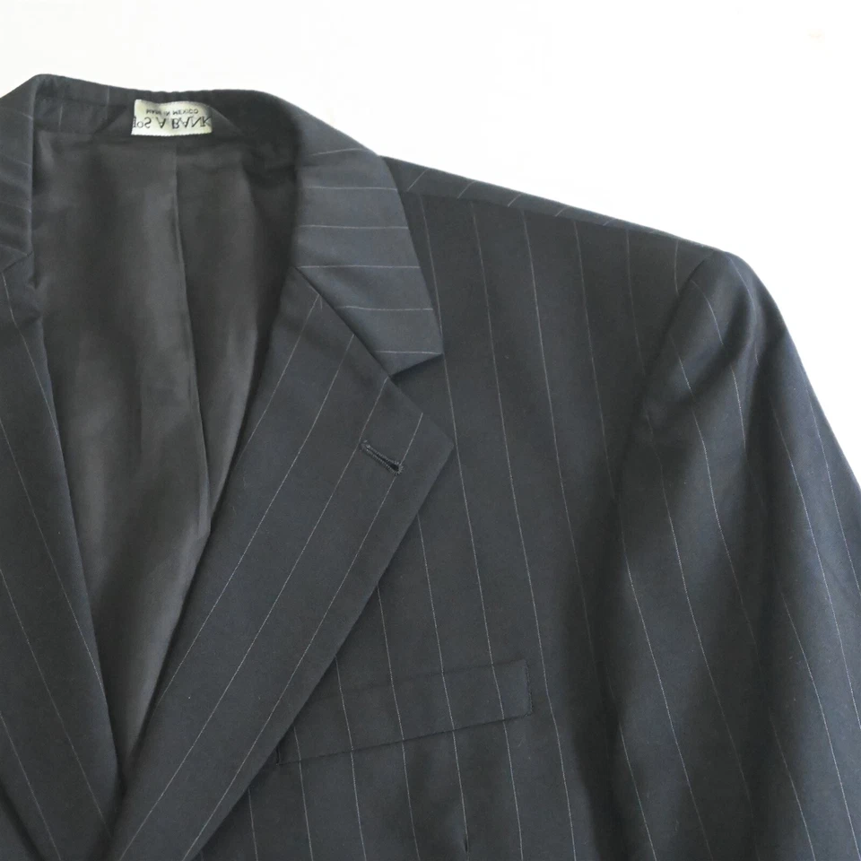Jos A Bank 42S 36x34 Azul Marino Rayas Anchas 100% Lana Gordon Chaqueta Pantalones Traje Foto 3 de 4
