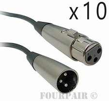 10 Pack Lot XLR Shielded Balanced Microphone Mic Audio Cable Male to Female 50ft