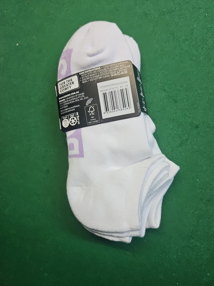 Bonds 3 pares de calcetines deportivos acolchados blancos de algodón corte bajo para niños talla 3-8 10+ años Foto 4 de 4