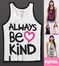 Pistol Boutique Women's White casual ALWAYS BE KIND HEART Sleeveless Vest Top