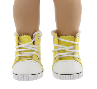 Tennisschuhe weiß gelb für American Girl Doll, Doll Clothes, 18 inch