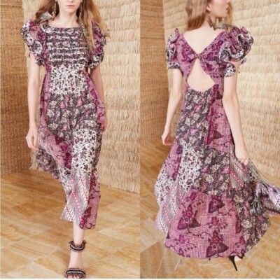 Ulla Johnson Maxi Dress Zoya Ruffle Patchwork Flutter Tier Boho Chic Wmn 4 NEW