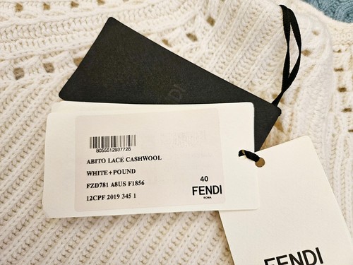 NWT $3.2 Fendi Light Turquoise / White Wool Cashmere Cable-knit Sweater, 40 (IT) - Picture 15 of 23