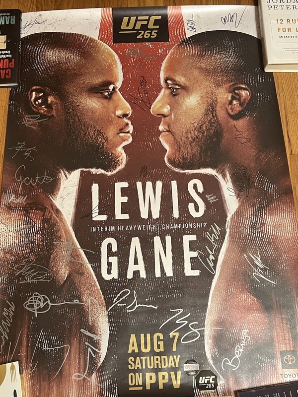 UFC 265 Event Poster Signed By Card (SBC) Featuring Ciryl Gane, Interim HW Champ