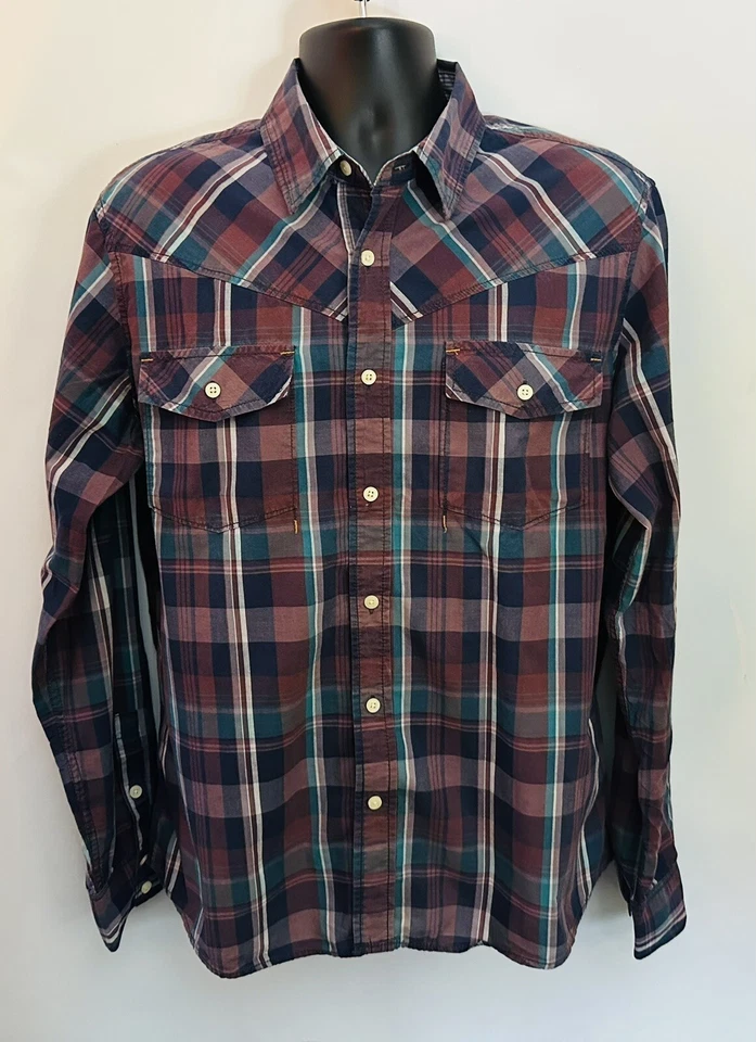 Camisa CHRISTIAN AUDIGIER DE COLECCIÓN Para Hombres L Estilo Occidental A Cuadros Abotonada Manga Larga Foto 2 de 4