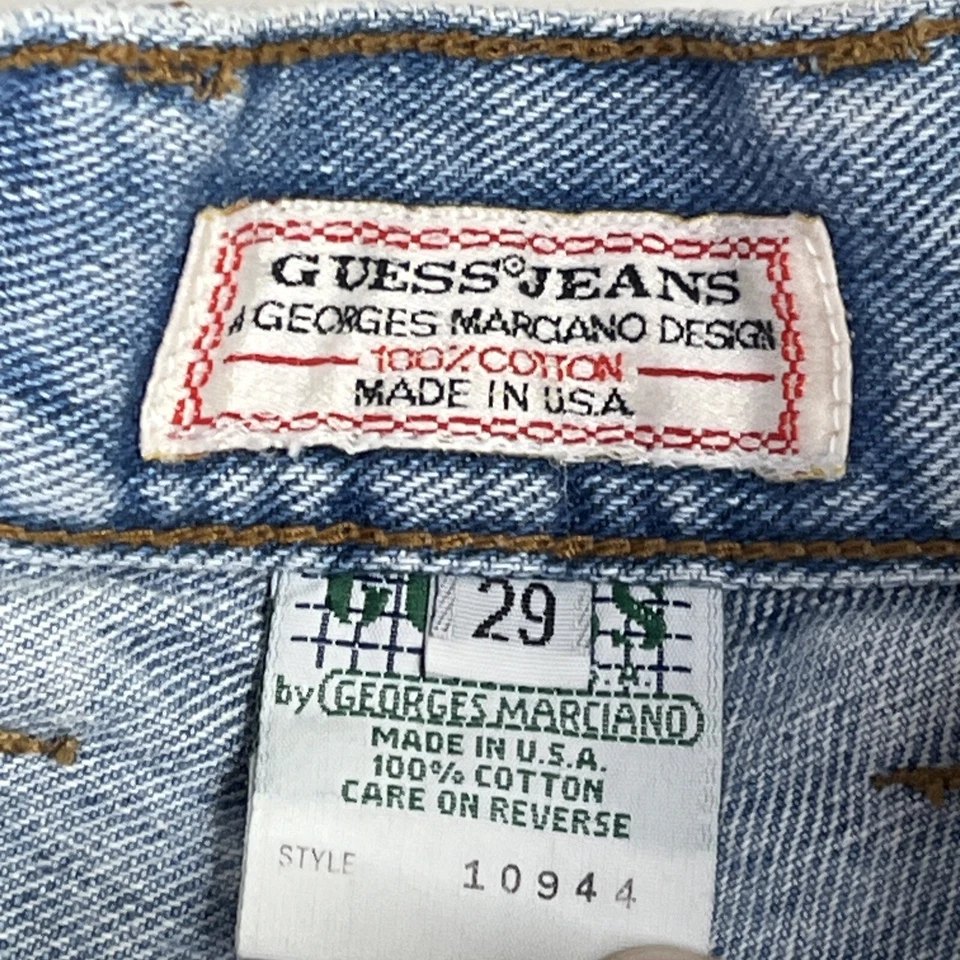 Pantalones Cortos Jean Guess Para Hombres 29 De Colección Años 90 Hechos en EE. UU. Botón Mosca Verde Triángulo Foto 3 de 4