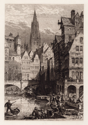 版画 AkeHolm lithograph#234 Helige Kristoffer Original 1800s Axel HAIG Etching 