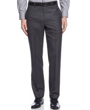 Calvin Klein Men Gray Slim Fit Flat Front Suit Trousers Dress Pants Size 38W 32L