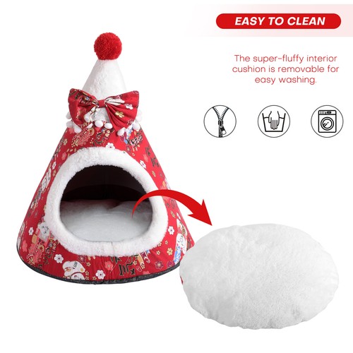 Cojín extraíble para casa de tienda cubierta cerrada cama cueva gato mascota para gatos cachorro - Imagen 7 de 11