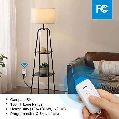 Indoor Remote Control Outlet, Wireless Remote Light Switch, No White