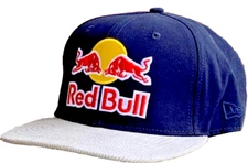 Night Sky & Taupe Corduroy Flat Brim Cap. 3 Logos. Racing. MotoGP. Motocross.