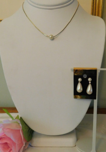 Napier Faux Pearl Chain Necklace and Faux Pearl Dr