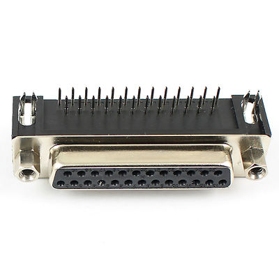 5Pcs D-SUB 25 Pin Female Right Angle PCB Connector Adapter 2 Rows DB25F