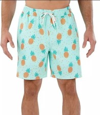 Member's Mark Resort Swim Trunks Quick Dry UPF 50 Stretch w/Liner XXL Pineapple