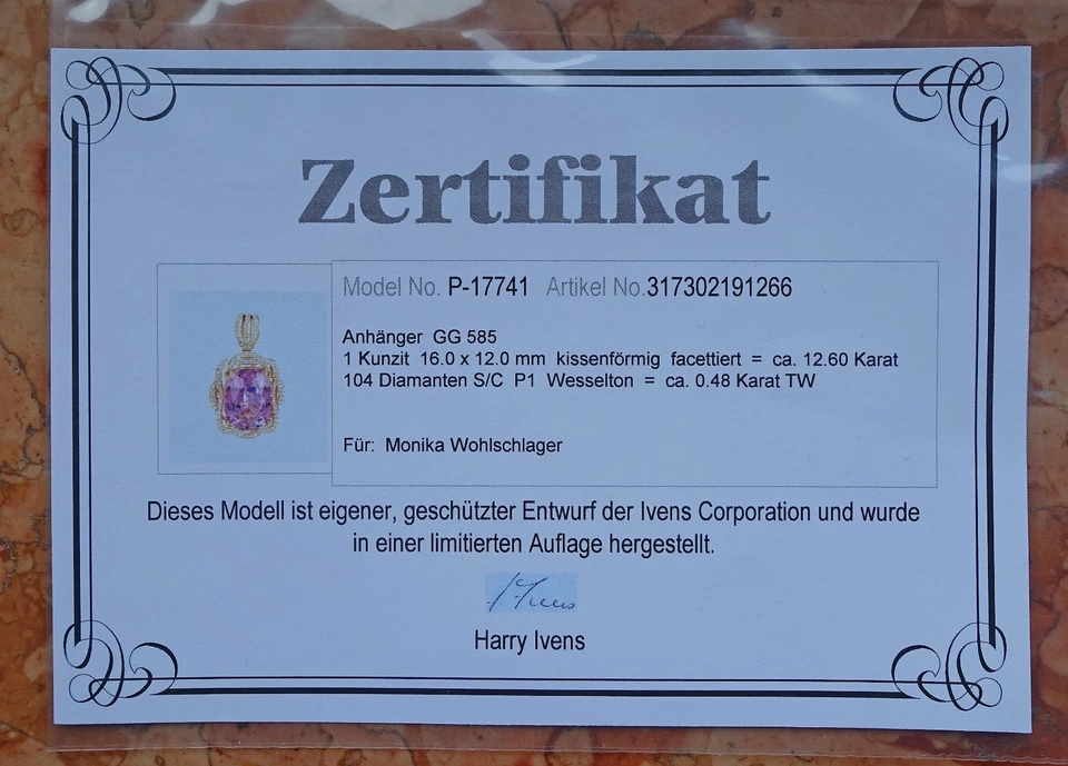 NEU 12 Carat Kunzit Edelstein Brillant Anhänger 585 14kt Gold Diamanten ♦️ 9067 - Bild 4 von 4
