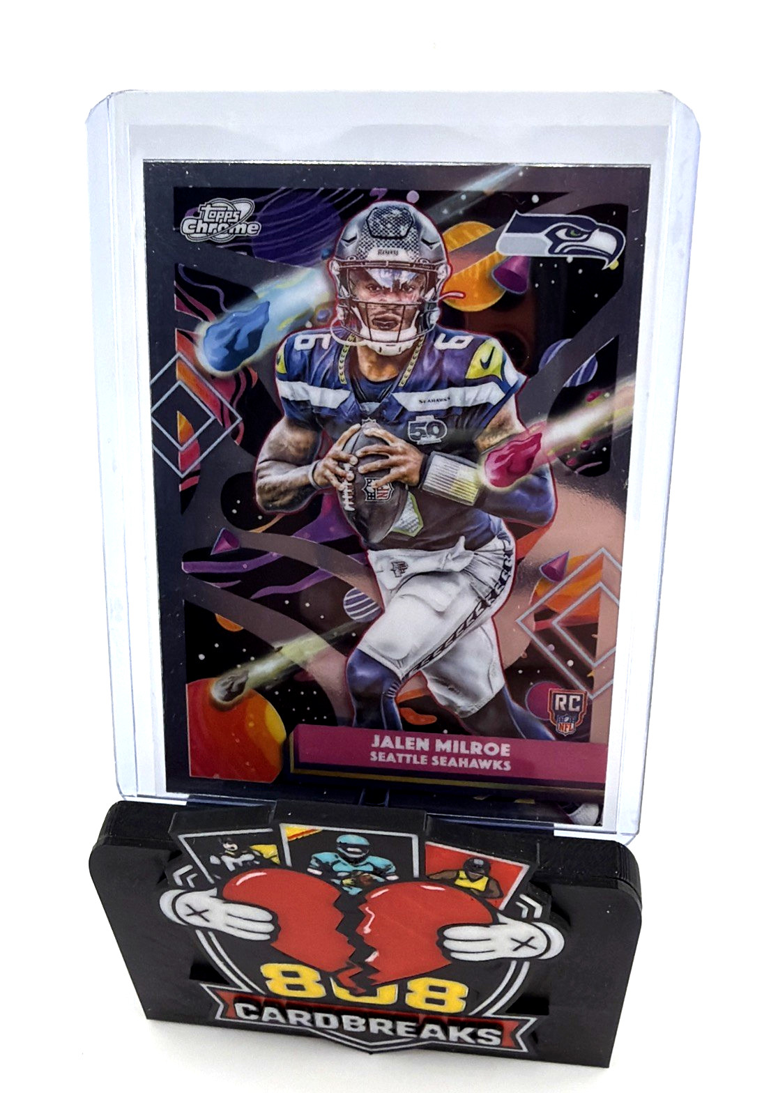 2025-26 Topps Chrome Cosmic Football #191 Jalen Milroe RC Rookie Seahawks