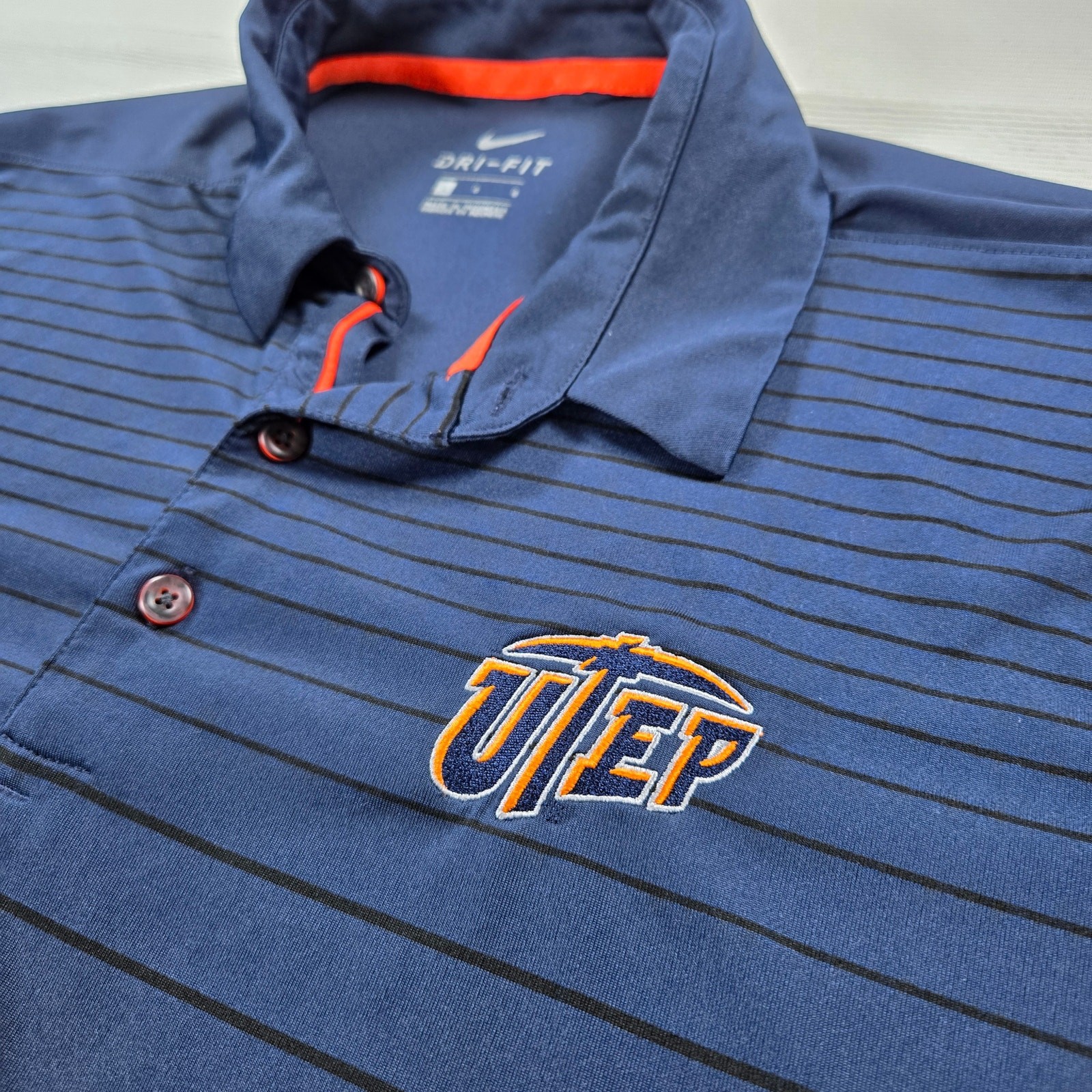 Nike Dri-Fit UTEP Miners Striped Short Sleeve Polo Men's Size Large