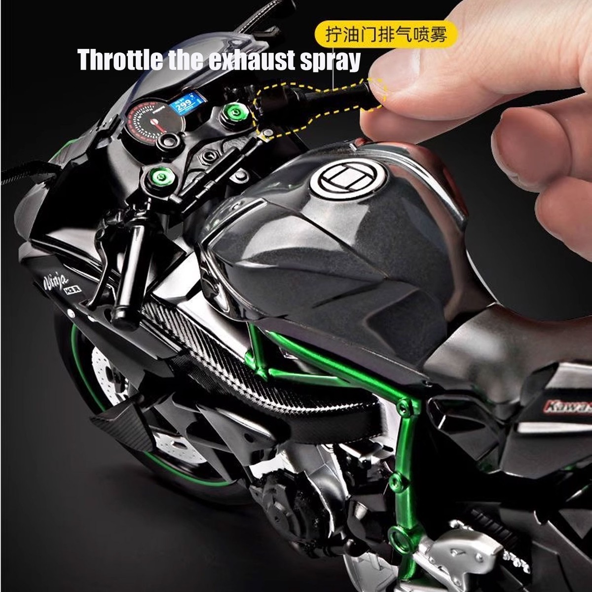 Ninja H2R 1:9 Scale Model - Alloy Motorcycle with Smoke and Sound