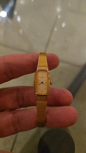 Seiko Slim Quartz Gold Tone Rectangle Watch