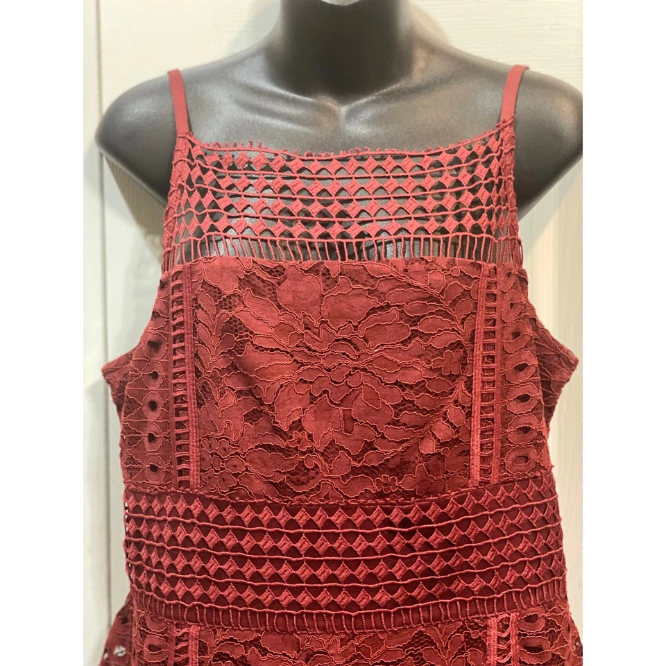 Vestido de Encaje Cato Sin Mangas Midi Cóctel Fiesta Boda Invitado Marrón Rojizo Foto 3 de 4