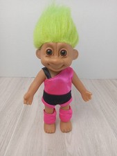 Vintage Russ Tracy Troll Doll Green Hair Pink  Black Workout Outfit Movable 7"