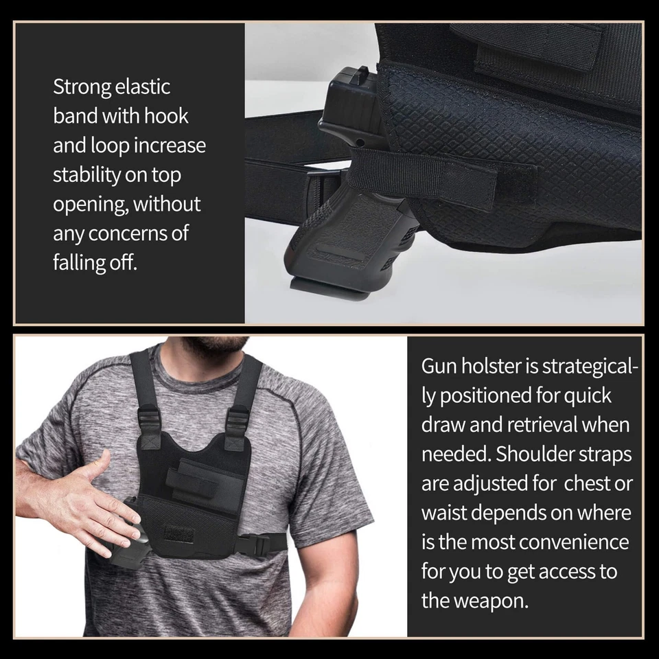 Shoulder &Chest Holster,Universal Chest Holsters for Pistols,Chest Pack with ... - Image 4 of 4