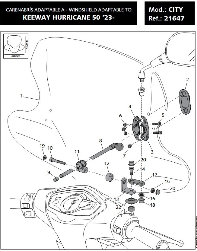 Puig City Touring Screen Windshield Light Smoke Keeway Hurricane 50 2021 - 2026 - Image 4 of 4