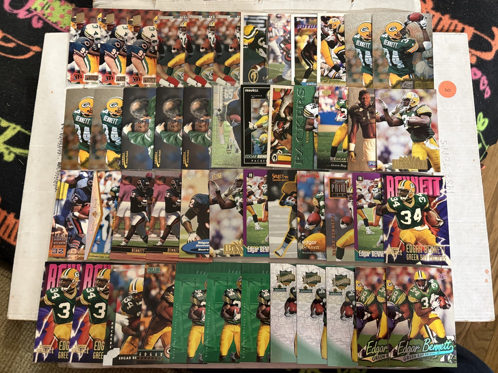 (85) Edgar Bennett NFL Football Cards Base Lot Green Bay Packers Collection