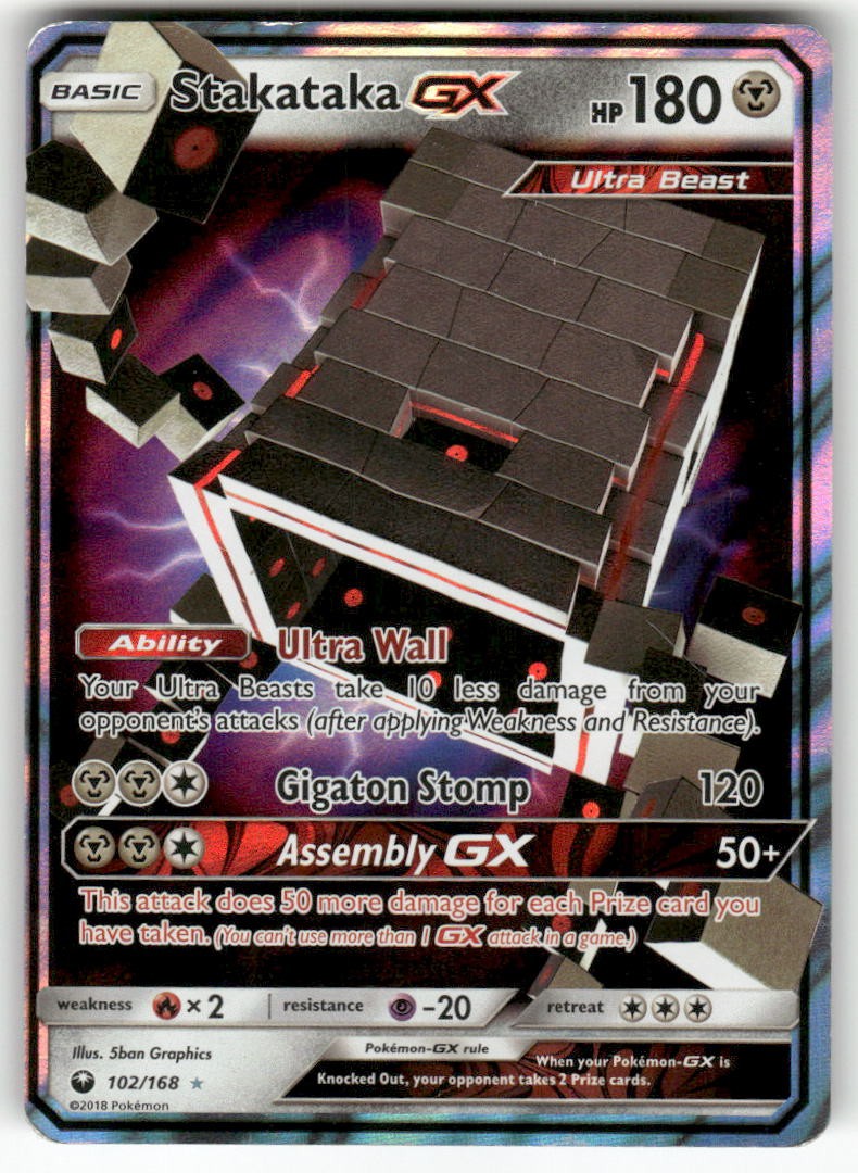 Stakataka GX 102/168 Holo GX Rare Celestial Storm Pokemon Heavily Played