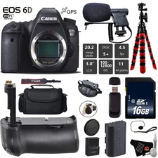 Canon EOS 6D DSLR Camera Body Only + Professional Battery Grip Bundle