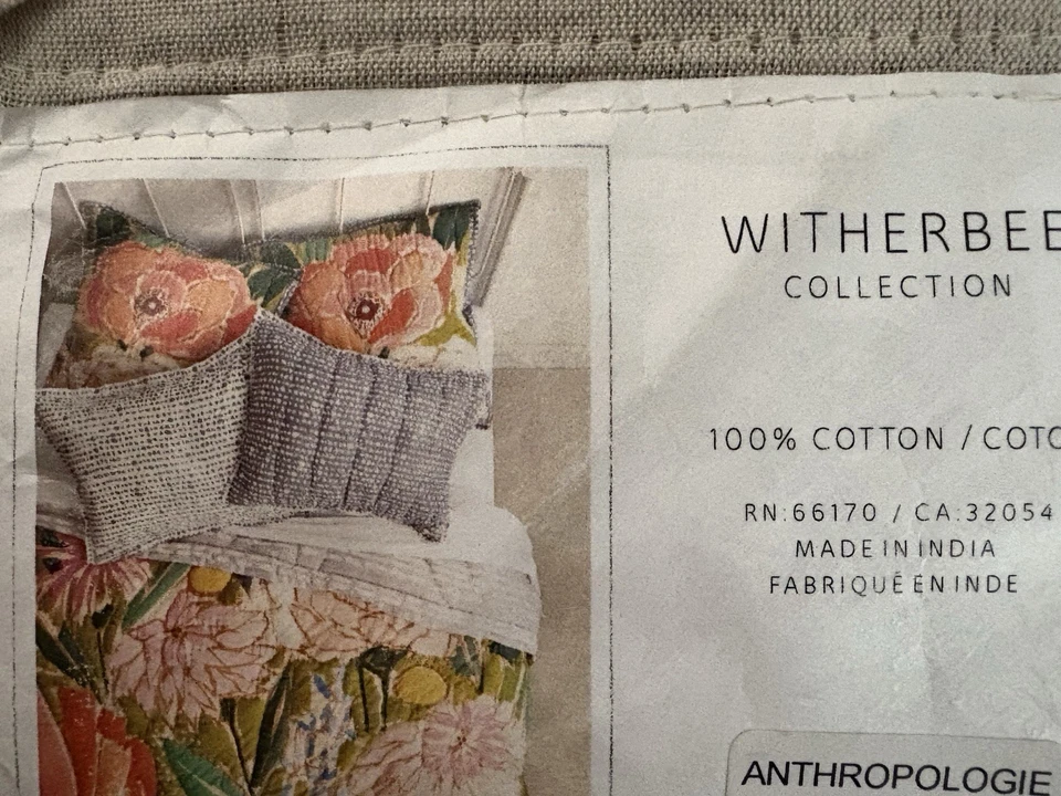 Par de fundas estándar Anthropologie Witherbee Collection agotadas gris blanco Foto 3 de 4