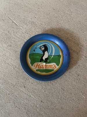 1981 Hamm's Beer with Hamm's mascot Hamm's Bear golfing , 3 1/2''mini tray